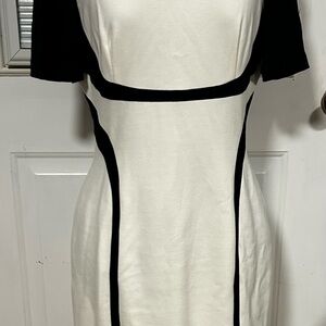 ANTONIO MELANI Black and White Panel Midi Dress